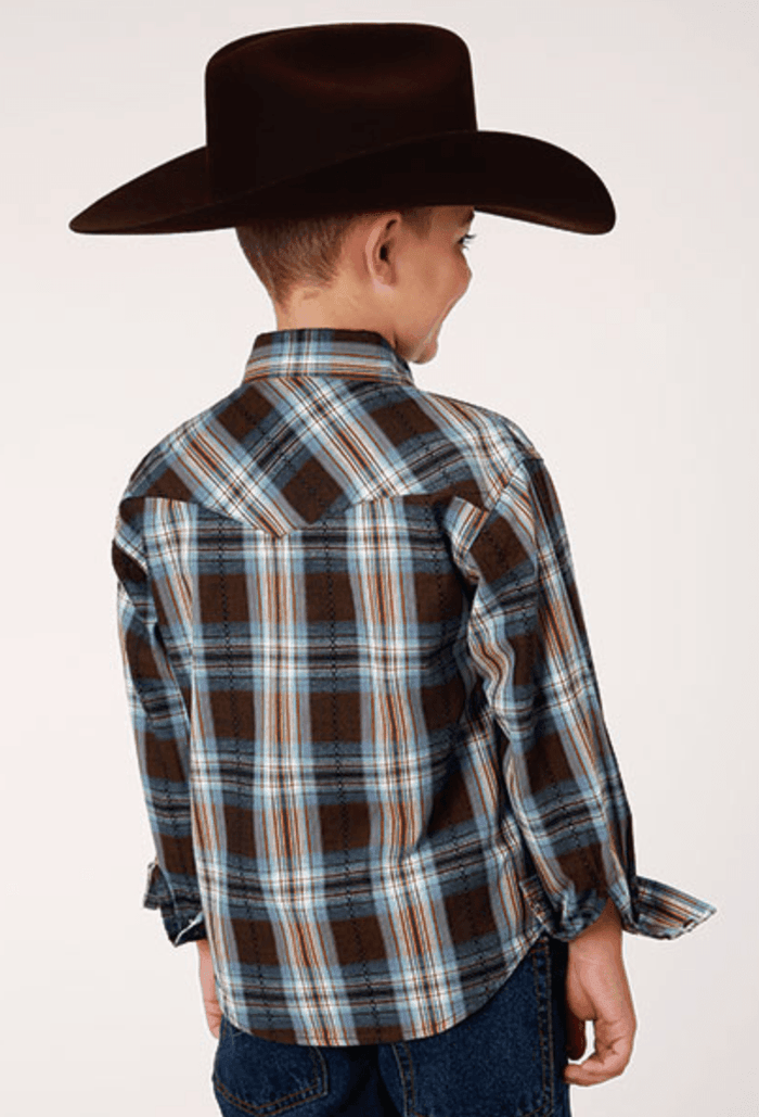 Roper Boy's Performance Plaid Long Sleeve Snap Western Shirt 0062-0751
