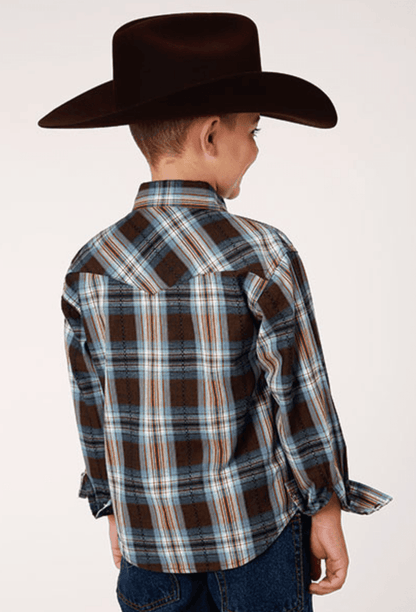 Roper Boy's Performance Plaid Long Sleeve Snap Western Shirt 0062-0751