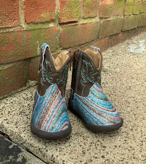 Roper Infant Girl’s Swirly Glitter Fashion Cowgirl Boots 1901-2923