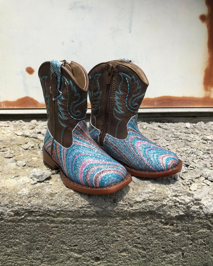 Roper Infant Girl’s Swirly Glitter Fashion Cowgirl Boots 1901-2923-Painted Cowgirl Western Store