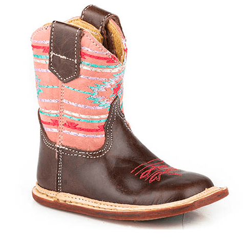 Roper Infant Marbled Brown & Pink Aztec Top Cowbabies Baby Boots 7912-8576