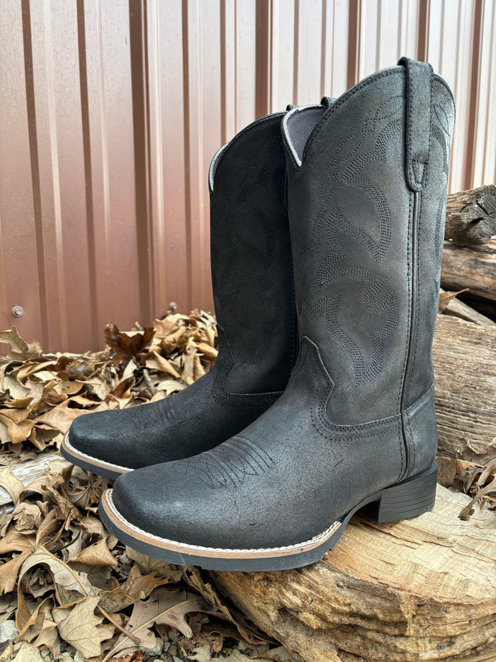 Roper Men's Black Monterey Oiled Suede Leather Cowboy Boots 0904-3314-Painted Cowgirl Western Store