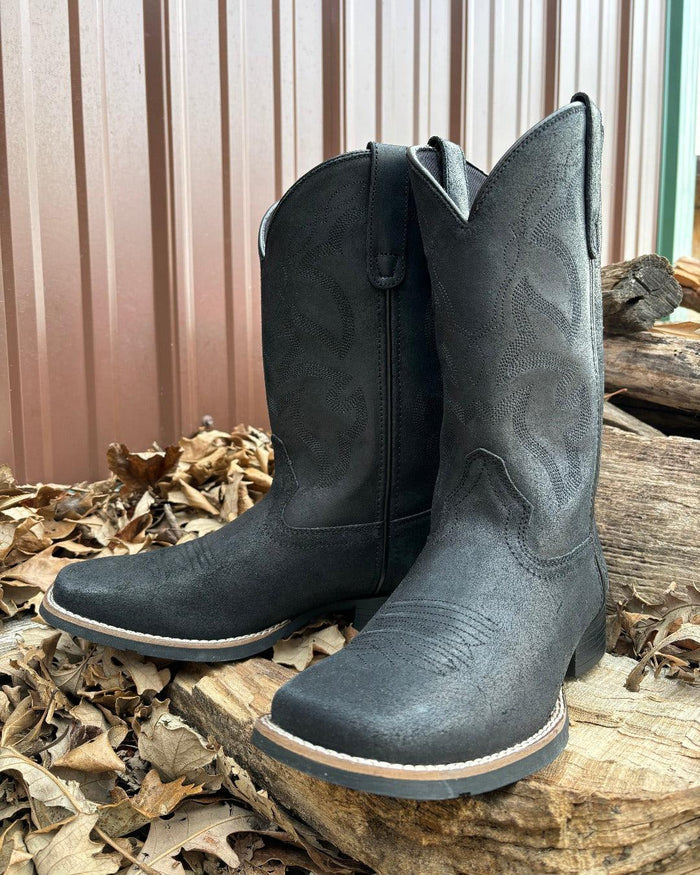 Roper Men's Black Monterey Oiled Suede Leather Cowboy Boots 0904-3314-Painted Cowgirl Western Store