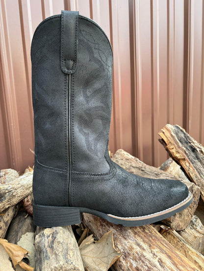 Roper Men's Black Monterey Oiled Suede Leather Cowboy Boots 0904-3314-Painted Cowgirl Western Store