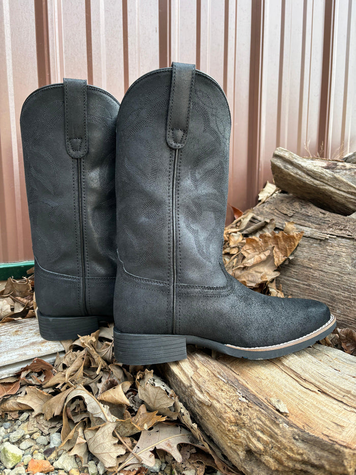 Roper Men's Black Monterey Oiled Suede Leather Cowboy Boots 0904-3314-Painted Cowgirl Western Store
