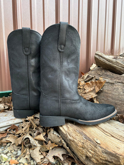Roper Men's Black Monterey Oiled Suede Leather Cowboy Boots 0904-3314-Painted Cowgirl Western Store
