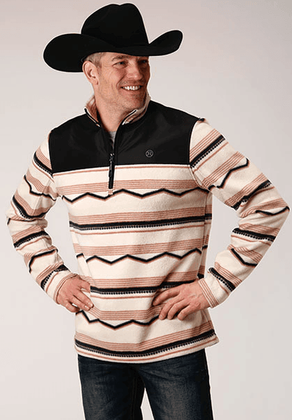 Roper Men's Horizontal Aztec Print Fleece 3/4 Zip Lightweight Jacket 0692-6168