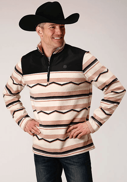 Roper Men's Horizontal Aztec Print Fleece 3/4 Zip Lightweight Jacket 0692-6168