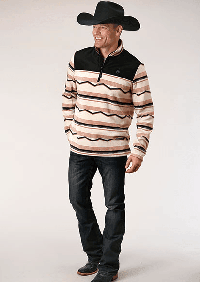 Roper Men's Horizontal Aztec Print Fleece 3/4 Zip Lightweight Jacket 0692-6168