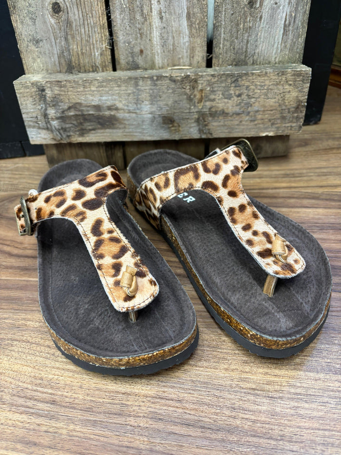 Roper Women's Helena Faux Leopard Hair-On Leather Thong Sandal 0607-3432-Painted Cowgirl Western Store