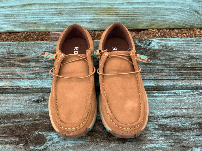 Roper Women's Tan Suede Lace Up Driving Moc Casual Shoe 1662-2921-Painted Cowgirl Western Store