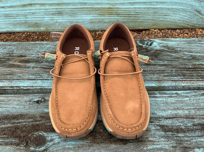 Roper Women's Tan Suede Lace Up Driving Moc Casual Shoe 1662-2921-Painted Cowgirl Western Store