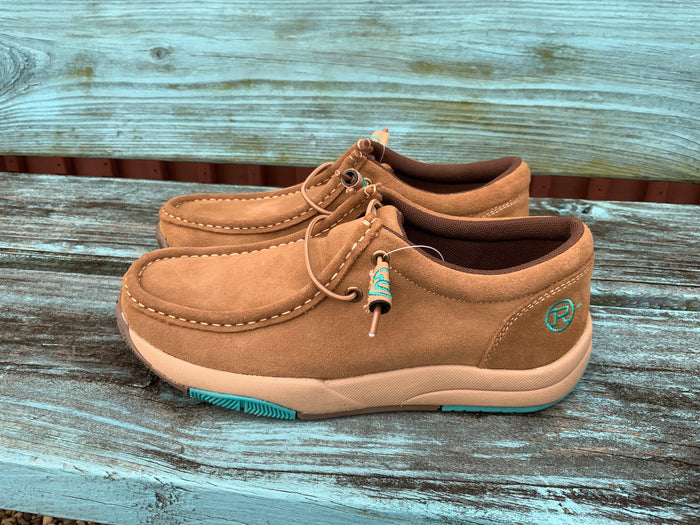 Roper Women's Tan Suede Lace Up Driving Moc Casual Shoe 1662-2921-Painted Cowgirl Western Store