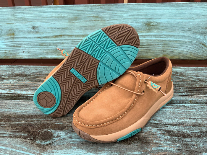 Roper Women's Tan Suede Lace Up Driving Moc Casual Shoe 1662-2921-Painted Cowgirl Western Store