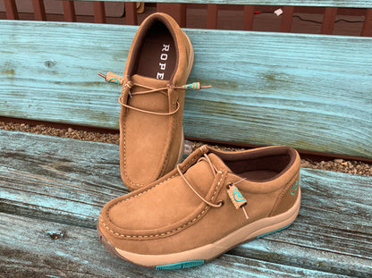 Roper Women's Tan Suede Lace Up Driving Moc Casual Shoe 1662-2921-Painted Cowgirl Western Store