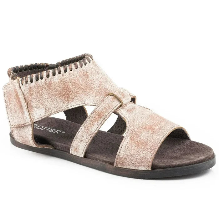 Roper Women's Vintage White Leather Free Spirit Ankle Strap Sandal 0607-2894