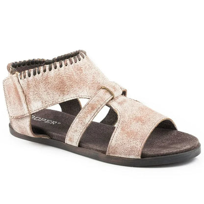 Roper Women's Vintage White Leather Free Spirit Ankle Strap Sandal 0607-2894