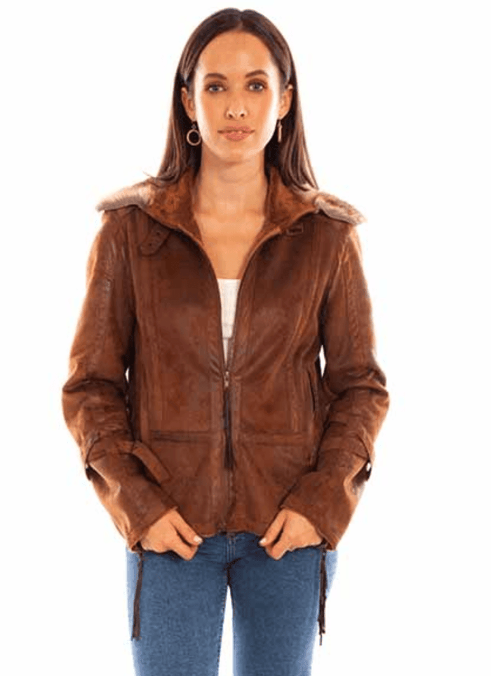 Scully Honey Creek Women's Chocolate Brown Faux Leather Jacket 8061