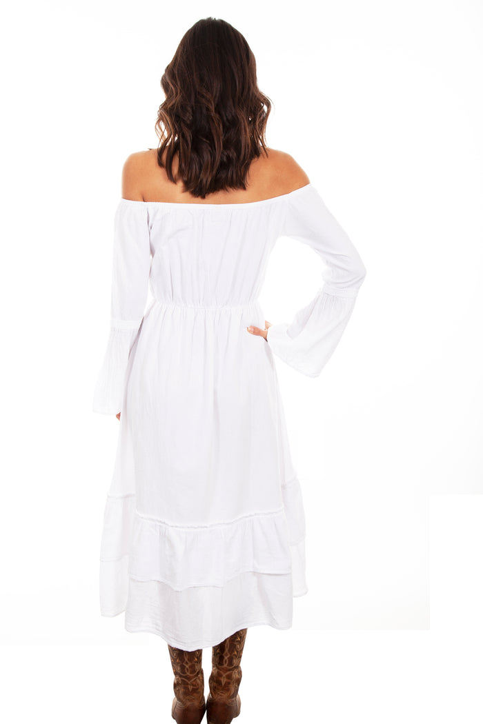 Scully Women’s Cantina White Long Sleeve Ruffle Dress PSL-249 WHT-Painted Cowgirl Western Store