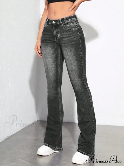 Slant Pocket Flare Leg Jeans
