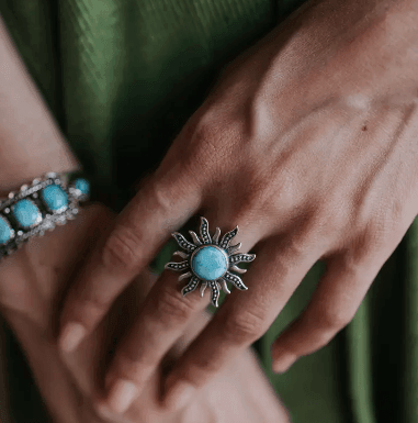 Sowell Jewelry Sunburst Turquoise Ring RS5123