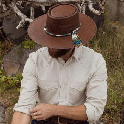 Stetson Tellus Shantung Chocolate Unisex Straw Cowboy Hat XSTELS-253622-Painted Cowgirl Western Store