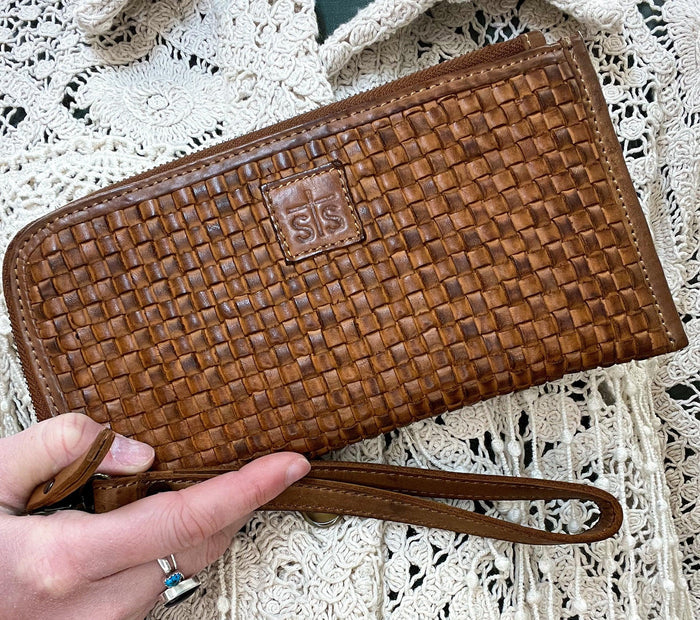 STS Sweet Grass Woven Leather Clutch Wallet Wristlet STS32304-Painted Cowgirl Western Store