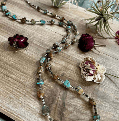 The Bijoux FAB 38" Turquoise Nuggets Necklace NEC-LON-187