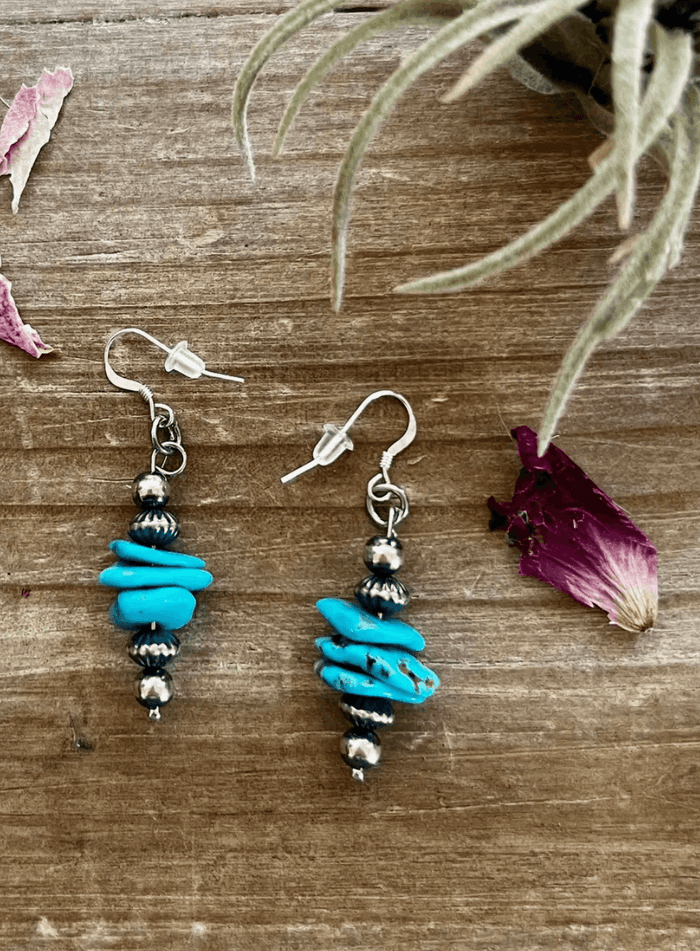 The Bijoux FAB Simple Dangle Turquoise Earrings EAR-DAN-150