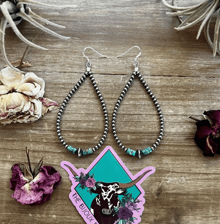 The Bijoux FAB Turquoise Heishi Teardrop Earrings BF052