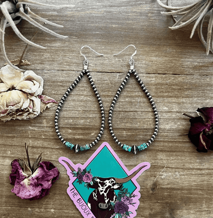 The Bijoux FAB Turquoise Heishi Teardrop Earrings BF052