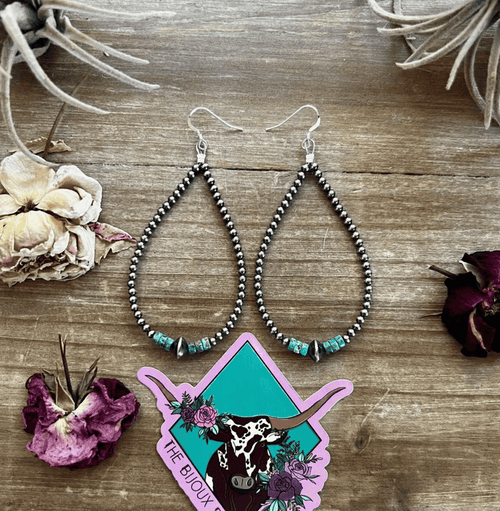 The Bijoux FAB Turquoise Heishi Teardrop Earrings BF052