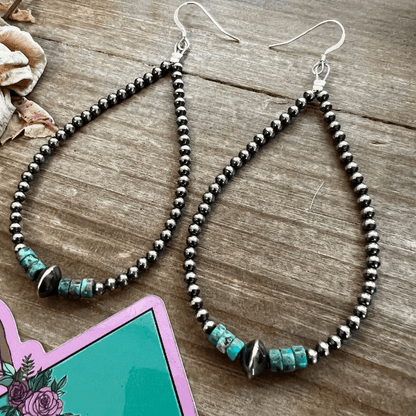 The Bijoux FAB Turquoise Heishi Teardrop Earrings BF052
