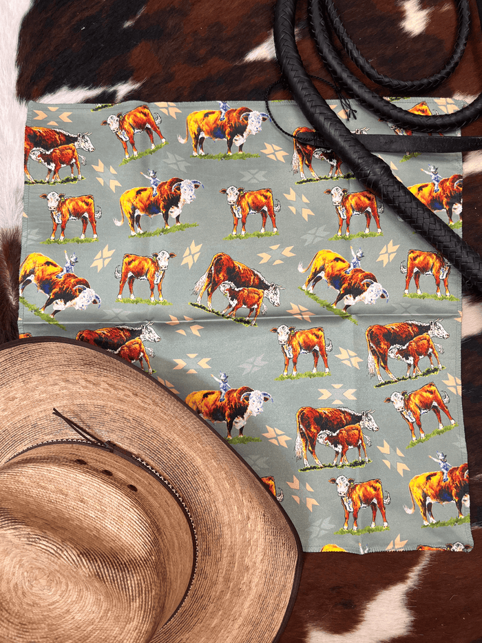 The Whole Herd Youth Green Hereford Pairs 20" x 20" Wild Rag K3063