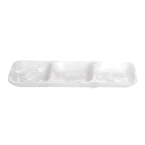 THREE PART LARGE PLATTER IN WHITE SWIRL