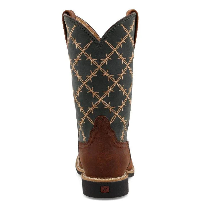 Twisted X Children & Youth Top Hand Brown & Slate Blue Square Toe Boot YTH0019-Painted Cowgirl Western Store