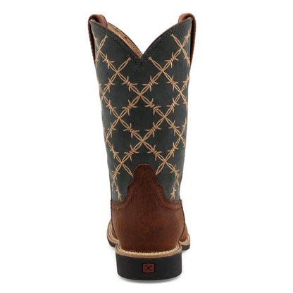 Twisted X Children & Youth Top Hand Brown & Slate Blue Square Toe Boot YTH0019-Painted Cowgirl Western Store