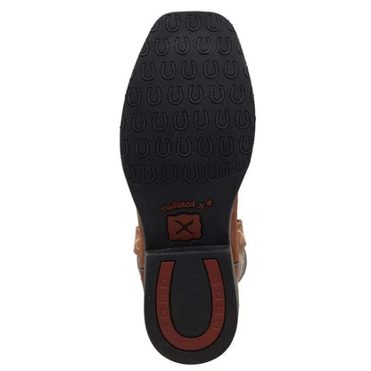 Twisted X Children & Youth Top Hand Brown & Slate Blue Square Toe Boot YTH0019-Painted Cowgirl Western Store