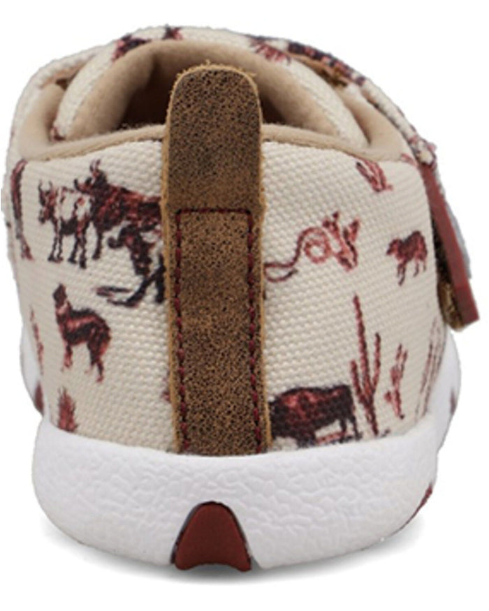 Twisted X Infant & Toddler Maroon and Ivory Cowboy Printed Driving Mocs Baby Shoes ICA0028-Painted Cowgirl Western Store