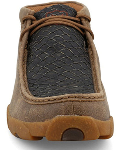 Twisted X Men's 4" Chukka Black Fish Print & Bomber Leather Driving Moc Shoe MDM0101-Painted Cowgirl Western Store