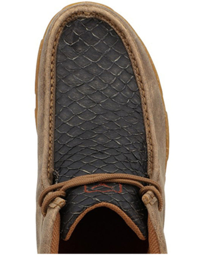 Twisted X Men's 4" Chukka Black Fish Print & Bomber Leather Driving Moc Shoe MDM0101-Painted Cowgirl Western Store