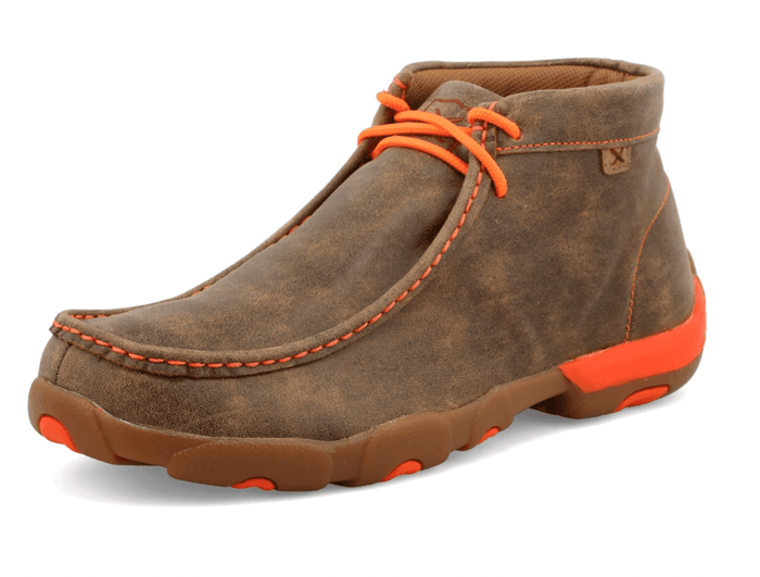 Twisted X Men's Chukka Bomber Leather & Neon Orange Driving Moc Shoes MDM0019