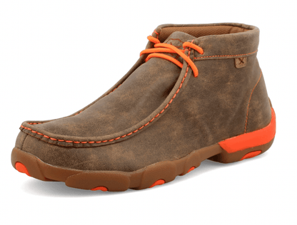 Twisted X Men's Chukka Bomber Leather & Neon Orange Driving Moc Shoes MDM0019