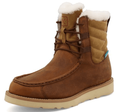 Twisted X Women's 6" Shearling Lined Wedge Sole Lace Up Boots Oiled Saddle Leather & Nutmeg WCAW001
