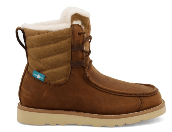 Twisted X Women's 6" Shearling Lined Wedge Sole Lace Up Boots Oiled Saddle Leather & Nutmeg WCAW001