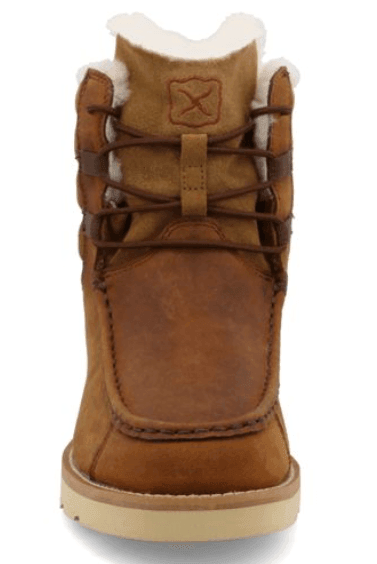 Twisted X Women's 6" Shearling Lined Wedge Sole Lace Up Boots Oiled Saddle Leather & Nutmeg WCAW001