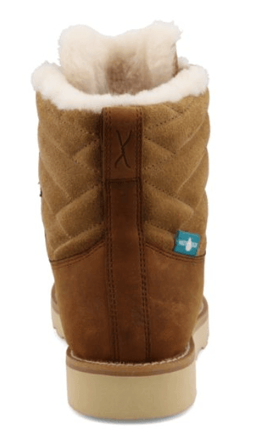 Twisted X Women's 6" Shearling Lined Wedge Sole Lace Up Boots Oiled Saddle Leather & Nutmeg WCAW001