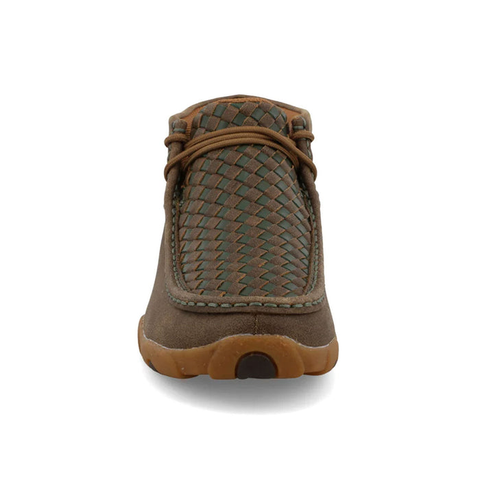 Twisted X Women's Bomber Leather & Clover Green Basketweave Chukka Driving Moc Shoe WDM0152-Painted Cowgirl Western Store