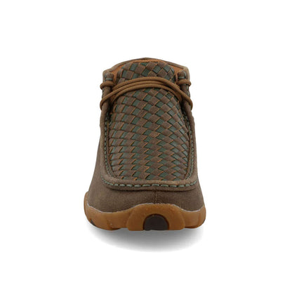 Twisted X Women's Bomber Leather & Clover Green Basketweave Chukka Driving Moc Shoe WDM0152-Painted Cowgirl Western Store