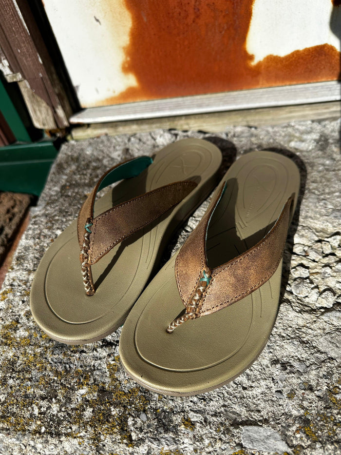 Twisted X Women's Bomber Leather Leightweight Sandal Flip Flop WSD0005-Painted Cowgirl Western Store